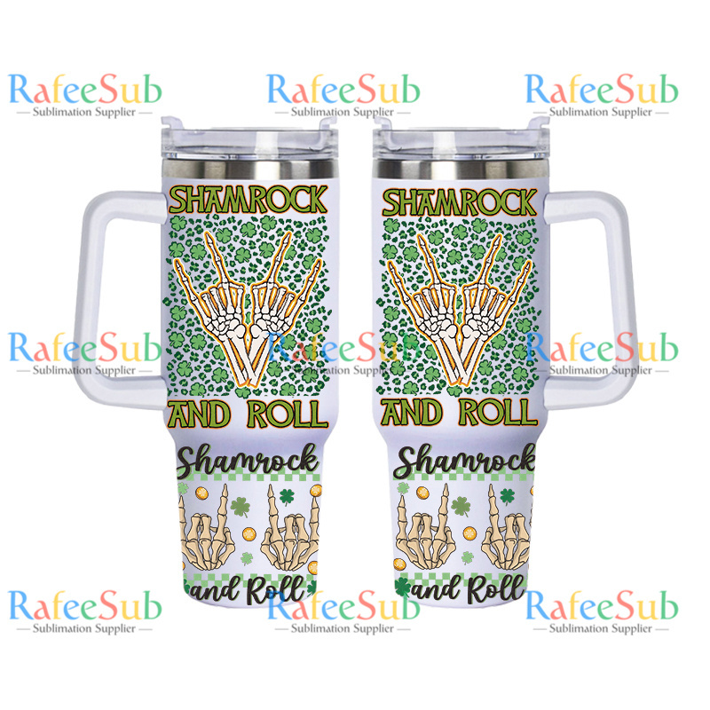 20PCS 40oz ST PATRICK'S DAY Stainless Steel Tumbler with Handle