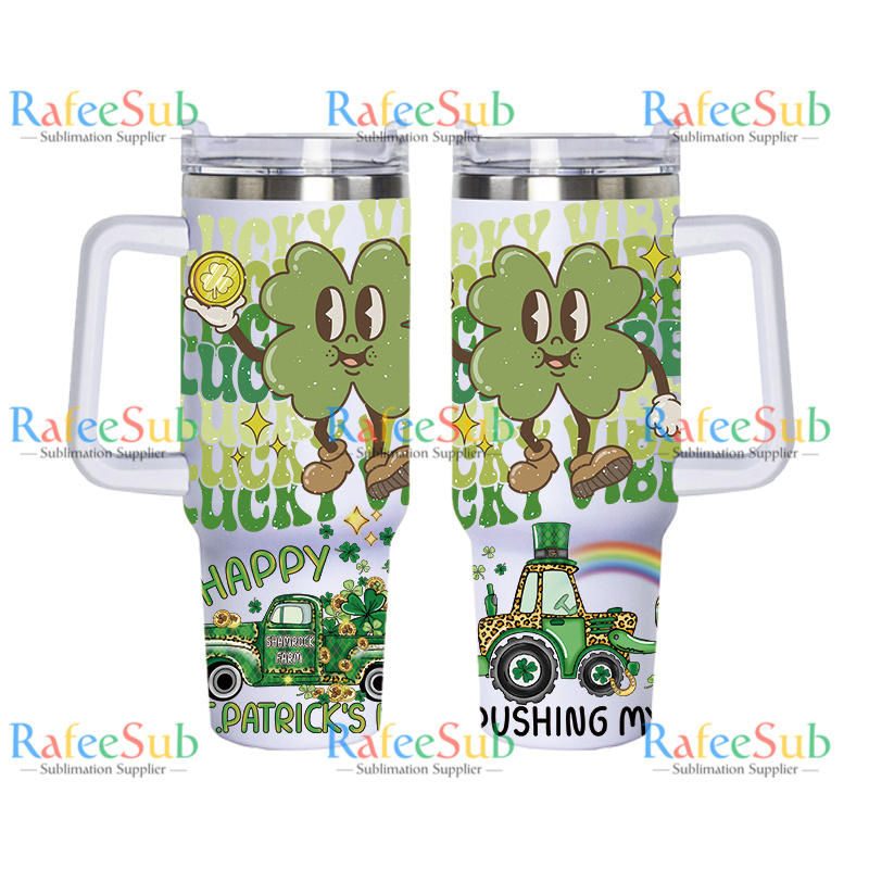 20PCS 40oz ST PATRICK'S DAY Stainless Steel Tumbler with Handle