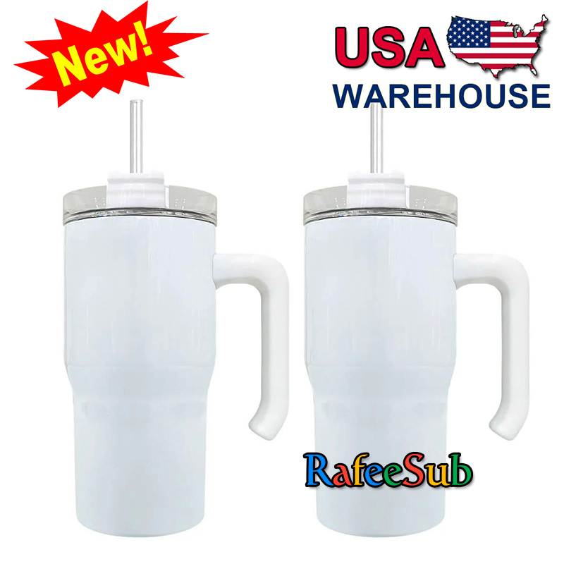 25PCS 20oz White Sublimation Student Coffee Stainless Steel Tumbler with Handle