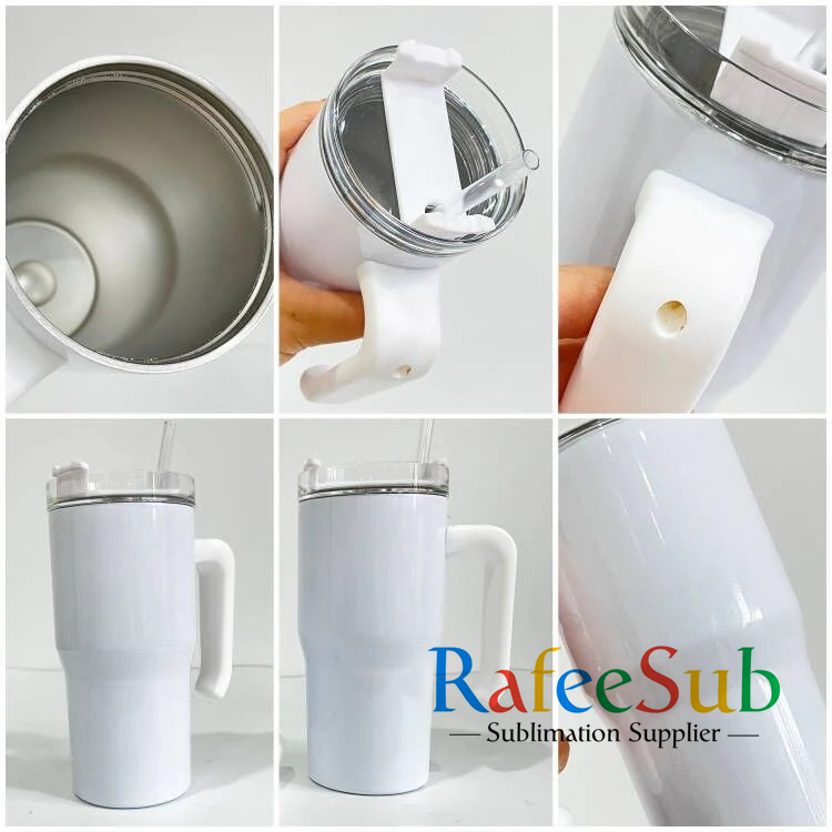 25PCS 20oz White Sublimation Student Coffee Stainless Steel Tumbler with Handle