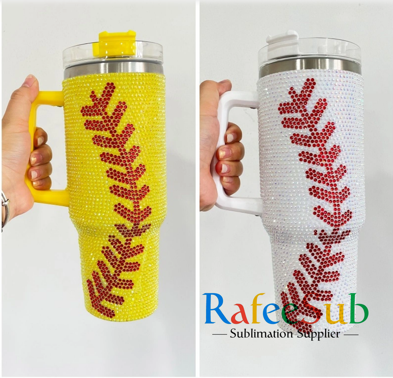 20PCS 40oz Baseball Bling Rhinestone Tumbler