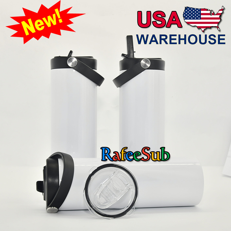25PCS 20oz Straight Sublimation Blank Tumblers with Slide Lid & Handle Lid
