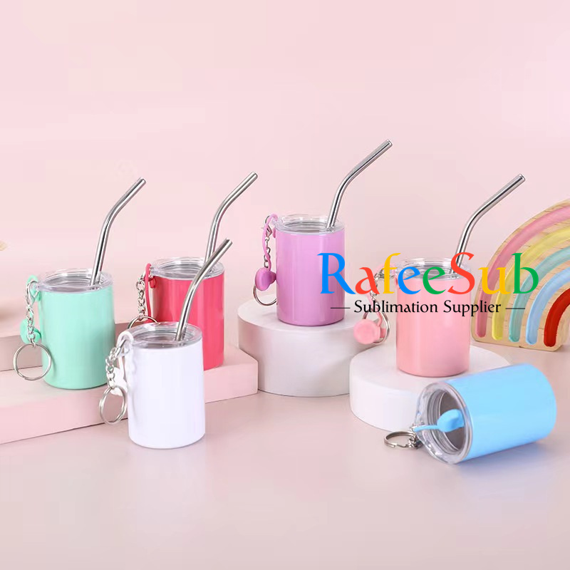 50PCS 3oz Mini Skinny Colored Sublimation Blanks Tumbler with Keychain and Lid Stopper