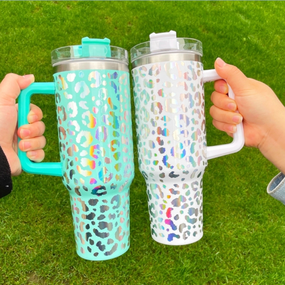 25PCS 40oz Holographic Leopard Laser Tumbler | Mixed 5 Colors |