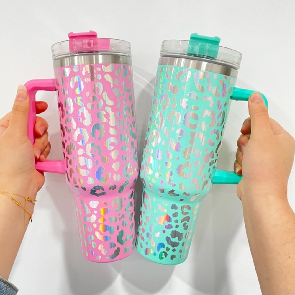 25PCS 40oz Holographic Leopard Laser Tumbler | Mixed 5 Colors |