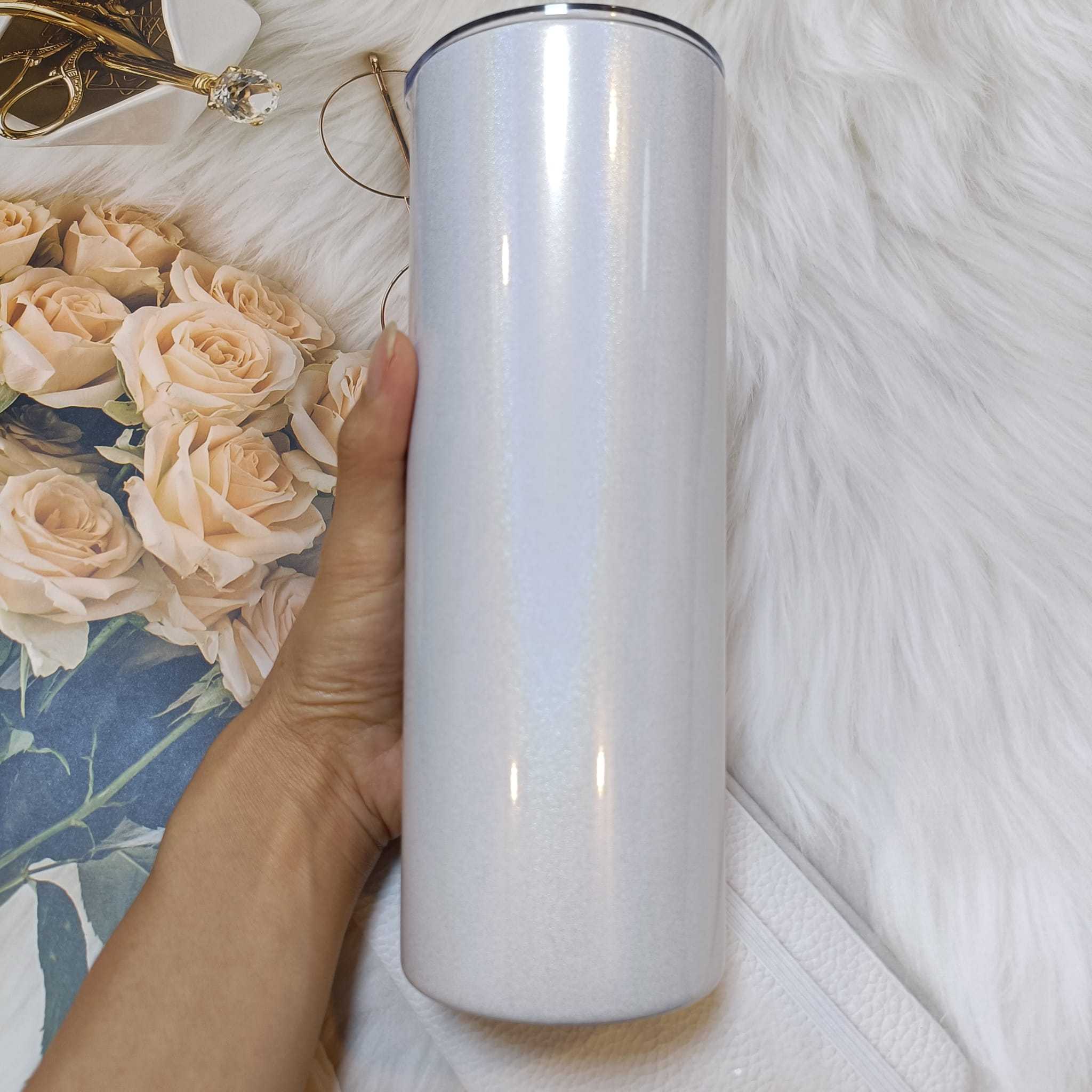 20oz Shimmer Sublimation Straight Tumbler Macaron Colors Tumblers With Colored PP straw