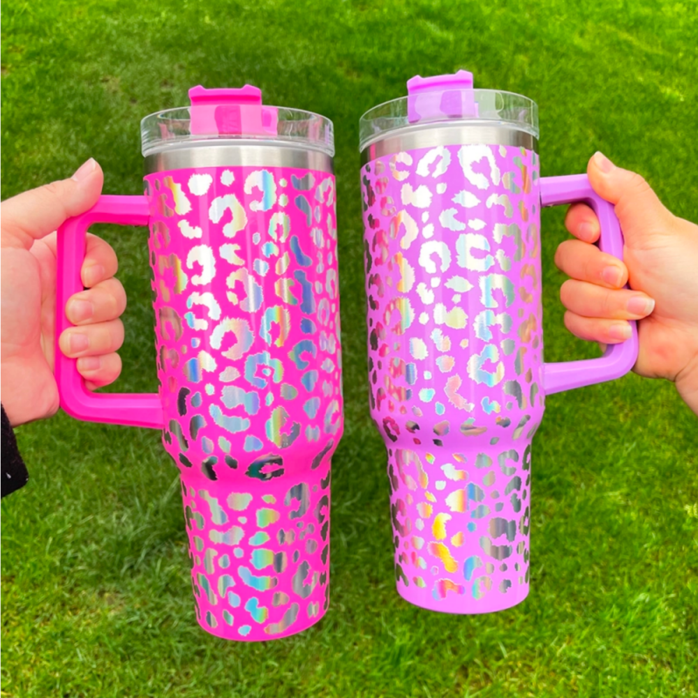 25PCS 40oz Holographic Leopard Laser Tumbler | Mixed 5 Colors |