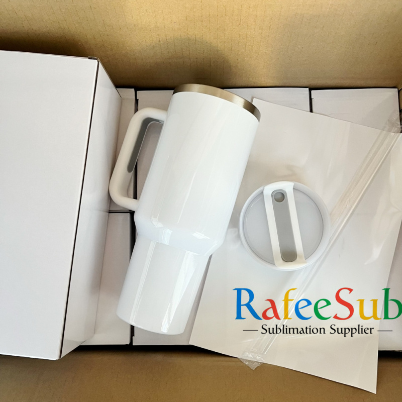 20PCS H2.0 40 oz Sublimation Tumbler with Handle | Plastic Straw | - RafeeSub