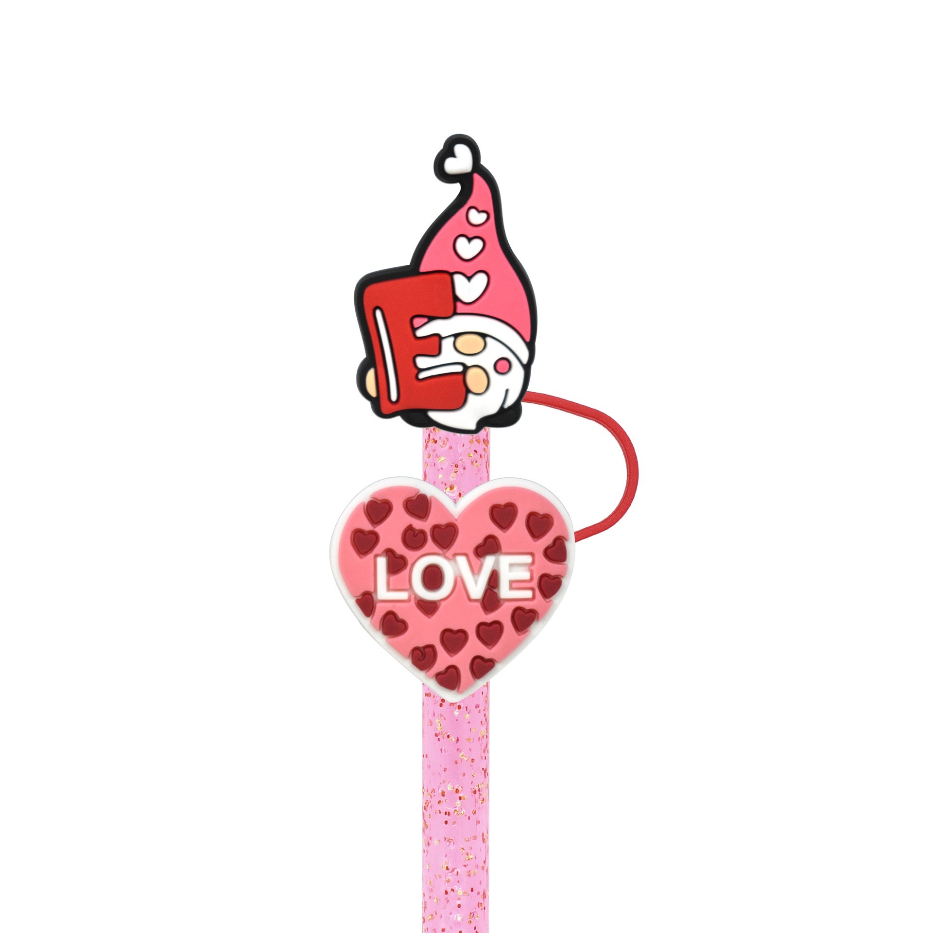 Valentine's Day Straw Cap Cover Straw Topper Cap Fit 10mm Dia Straw