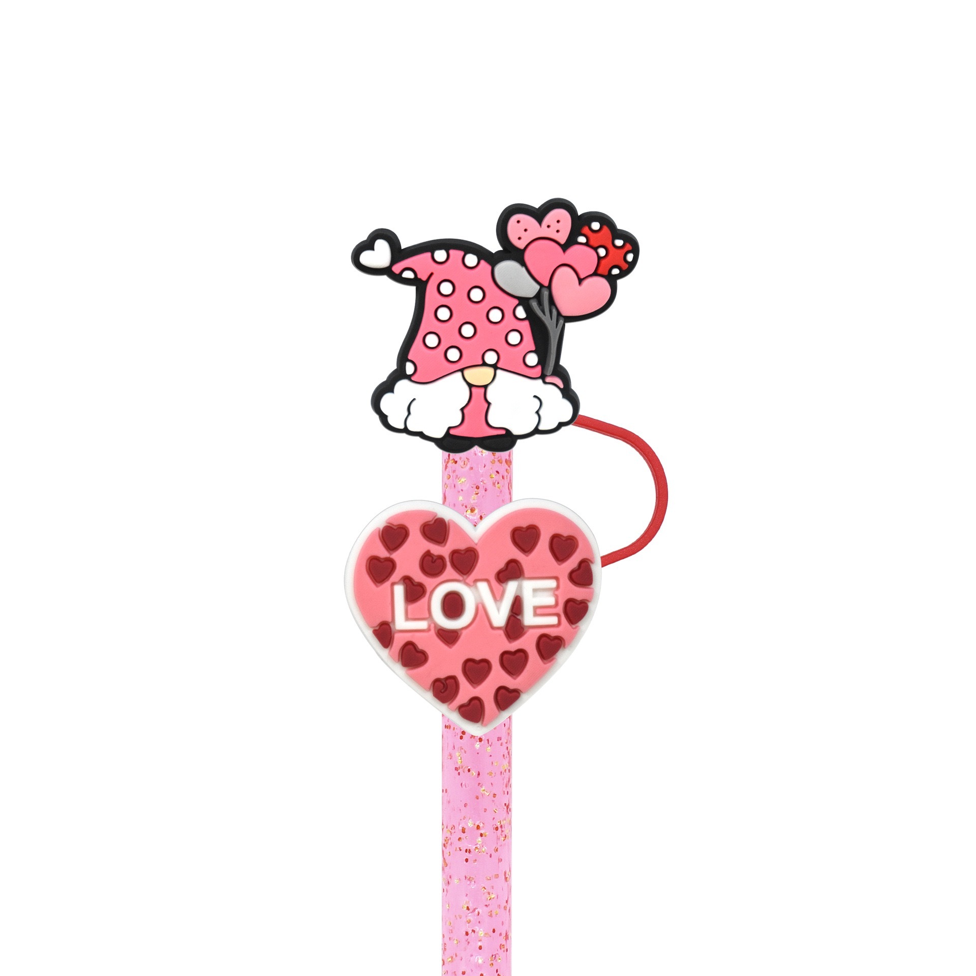 Valentine's Day Straw Cap Cover Straw Topper Cap Fit 10mm Dia Straw