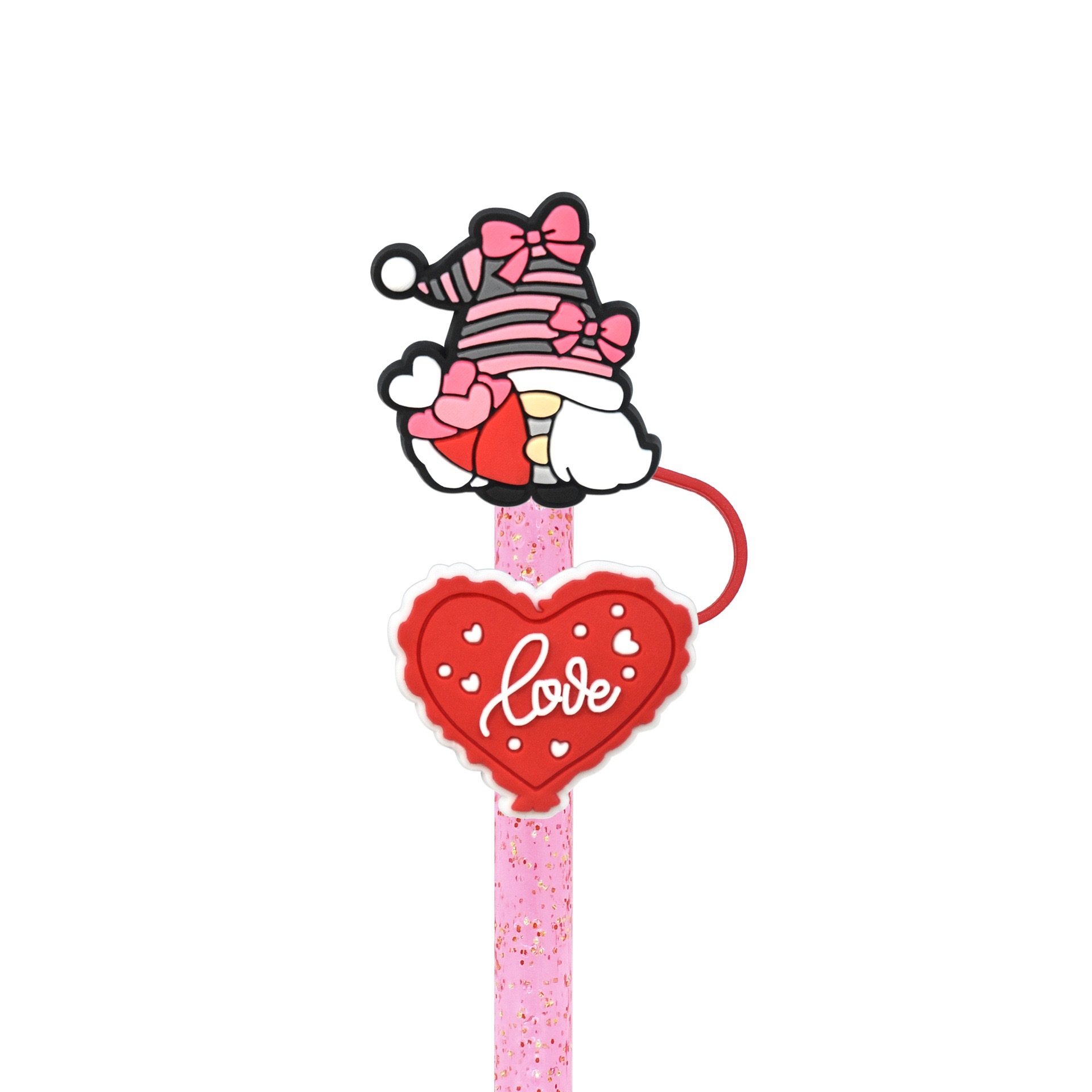 Valentine's Day Straw Cap Cover Straw Topper Cap Fit 10mm Dia Straw