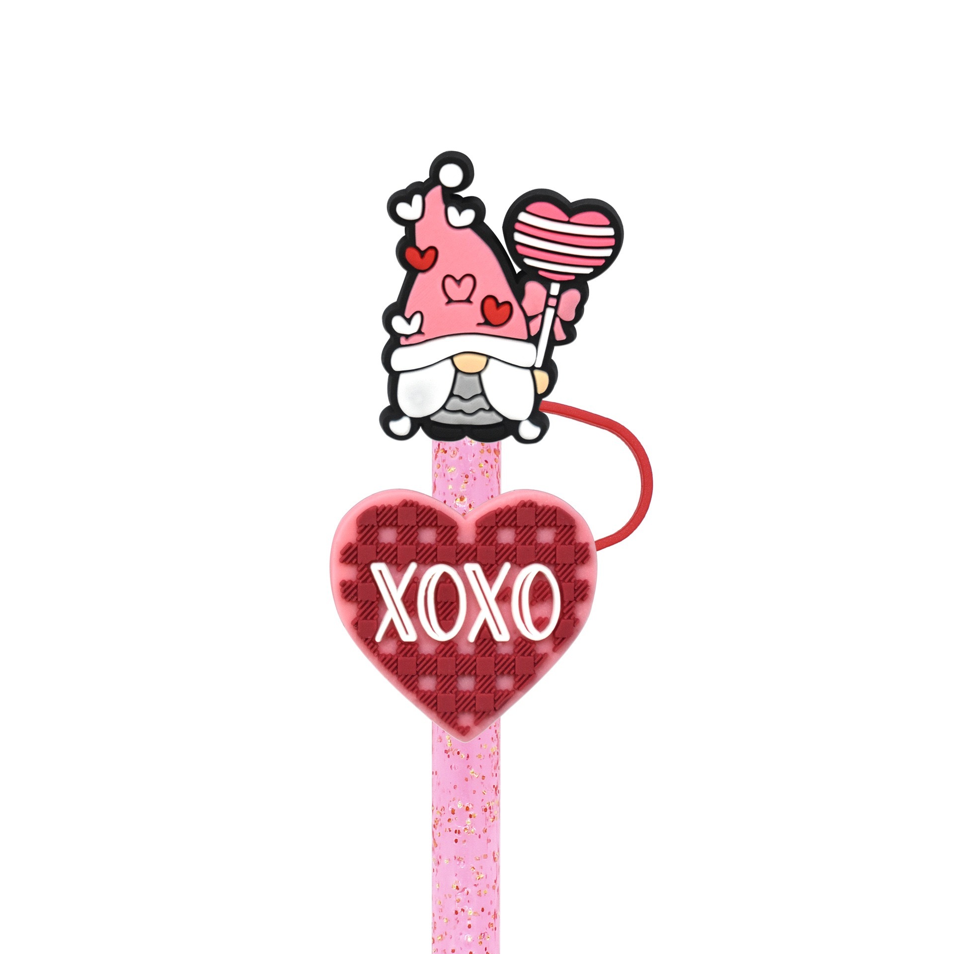 Valentine's Day Straw Cap Cover Straw Topper Cap Fit 10mm Dia Straw