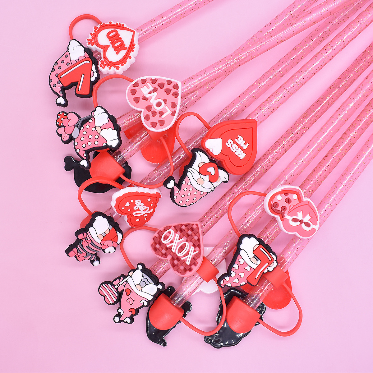 Valentine's Day Straw Cap Cover Straw Topper Cap Fit 10mm Dia Straw