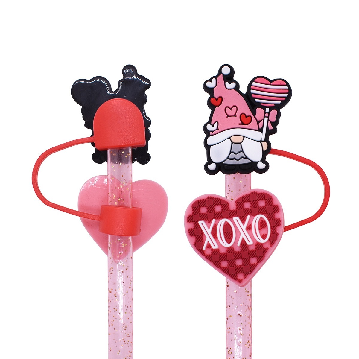 Valentine's Day Straw Cap Cover Straw Topper Cap Fit 10mm Dia Straw