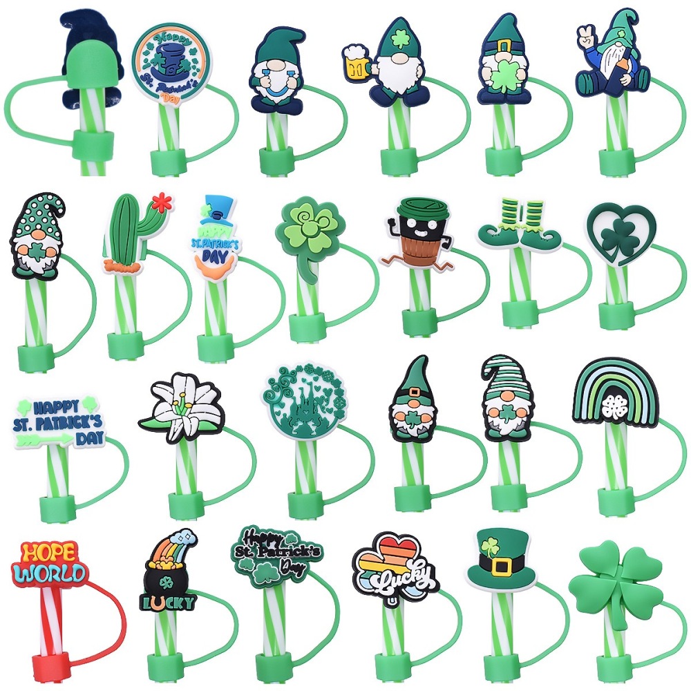 ST PATRICK'S DAY Straw Cap Cover Straw Topper Cap Fit 10mm Dia Straw