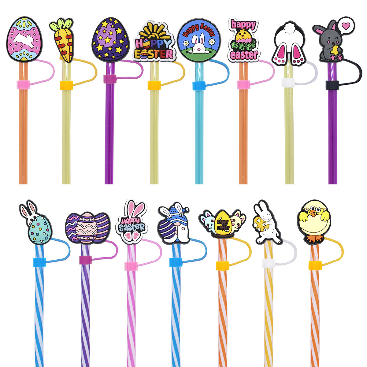 Easter Straw Cap Cover Straw Topper Cap Fit 10mm Dia Straw