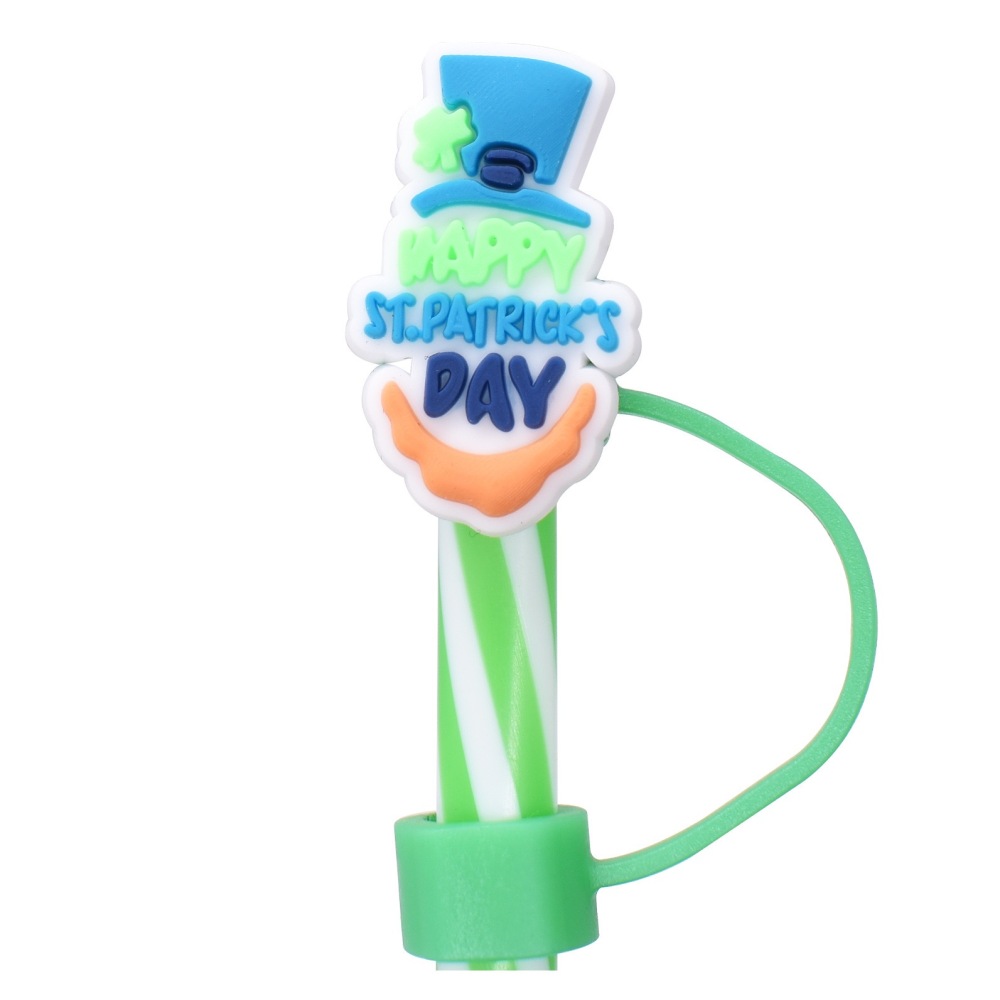 ST PATRICK'S DAY Straw Cap Cover Straw Topper Cap Fit 10mm Dia Straw