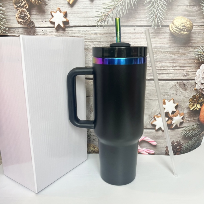40oz H2.0 Rainbow Plated Powder Coated Stainless Steel Tumbler with Handle - RafeeSub