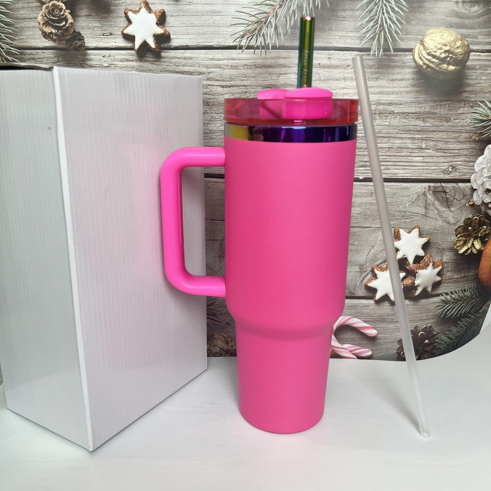 40oz H2.0 Rainbow Plated Powder Coated Stainless Steel Tumbler with Handle - RafeeSub