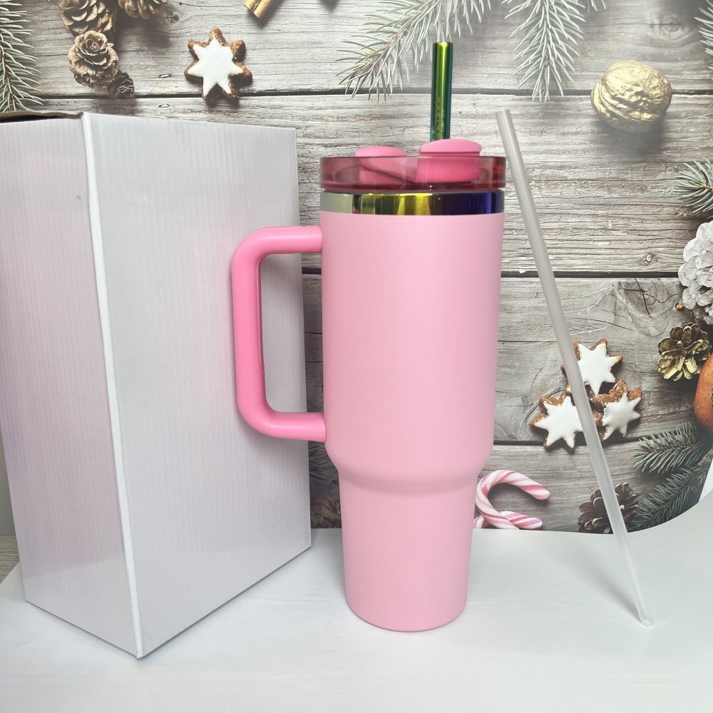 40oz H2.0 Rainbow Plated Powder Coated Stainless Steel Tumbler with Handle - RafeeSub