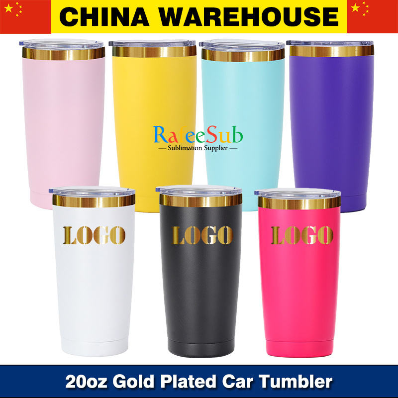 25PCS 20oz Rainbow Plated/ Gold Plated/ Copper Plated Stainless Steel Car Tumbler for Laser Engraving
