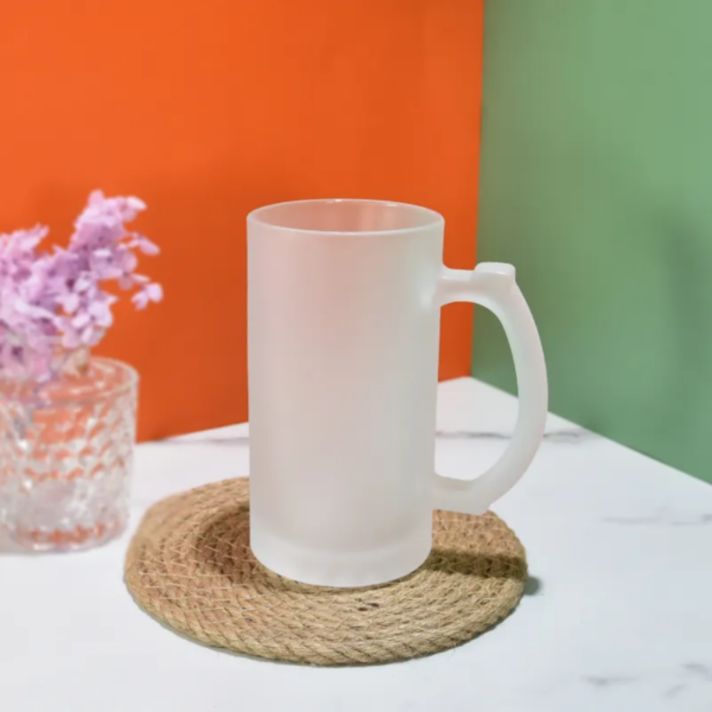 24PCS 16oz Frosted Sublimation Beer Glass Cup with Handle