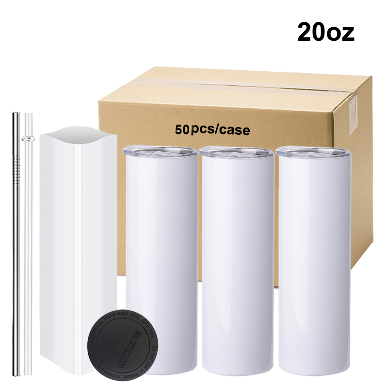 20 oz Skinny Sublimation Tumbler  | Plastic Straw | | Metal Straw | | Rubber Bottom | - RafeeSub