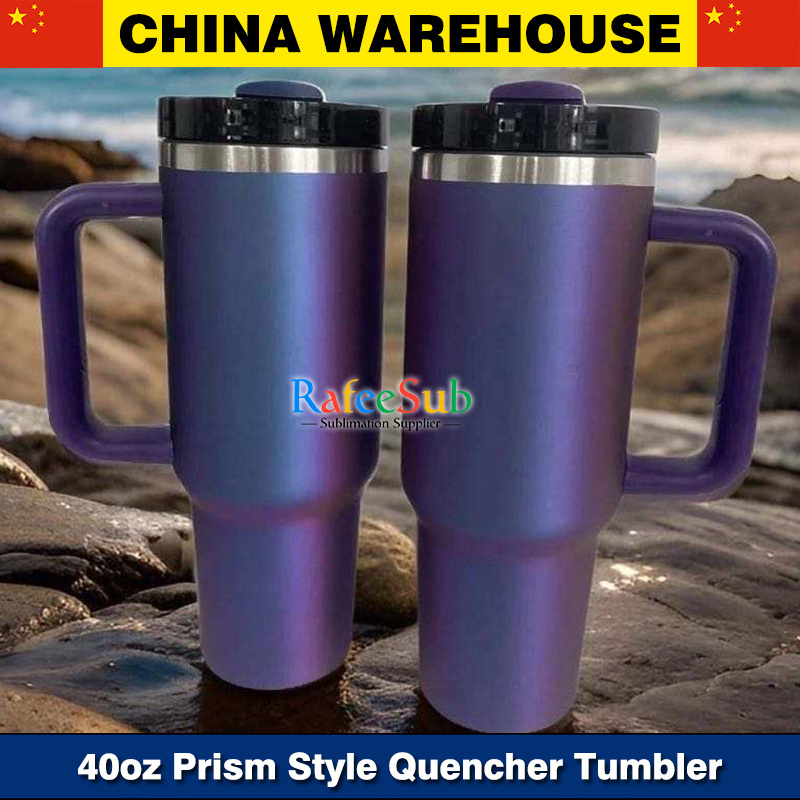 20PCS 40oz Prism Style Stainless Steel Quencher Tumbler with Colored Straw