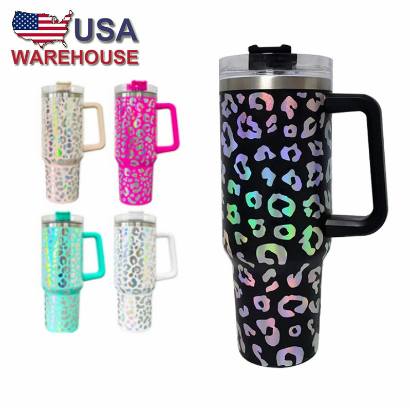 16PCS 40oz Leopard Iridescent Tumbler | Mixed 5 Colors