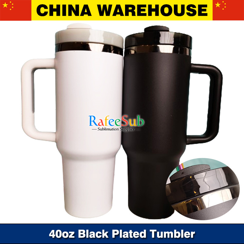 20PCS 40oz Black Plated Base Powder Coated Stainless Steel Tumbler For Laser Engraving
