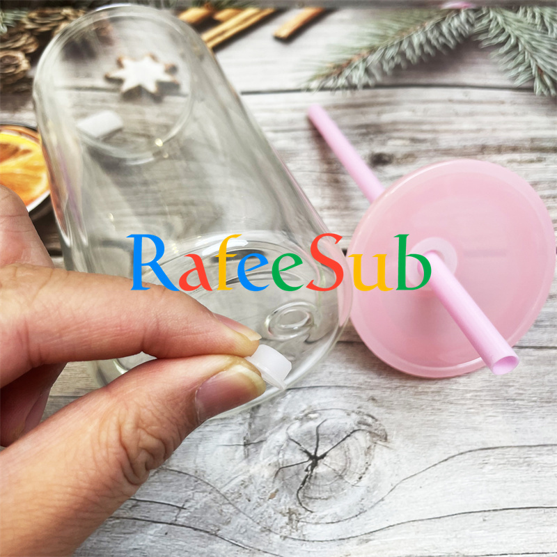 25PCS 12oz/ 15oz Pre Drilled Hole Clear Double Wall Blank Sublimation Snowglobe Glass Can with Plastic Lids and Rubber Stopper