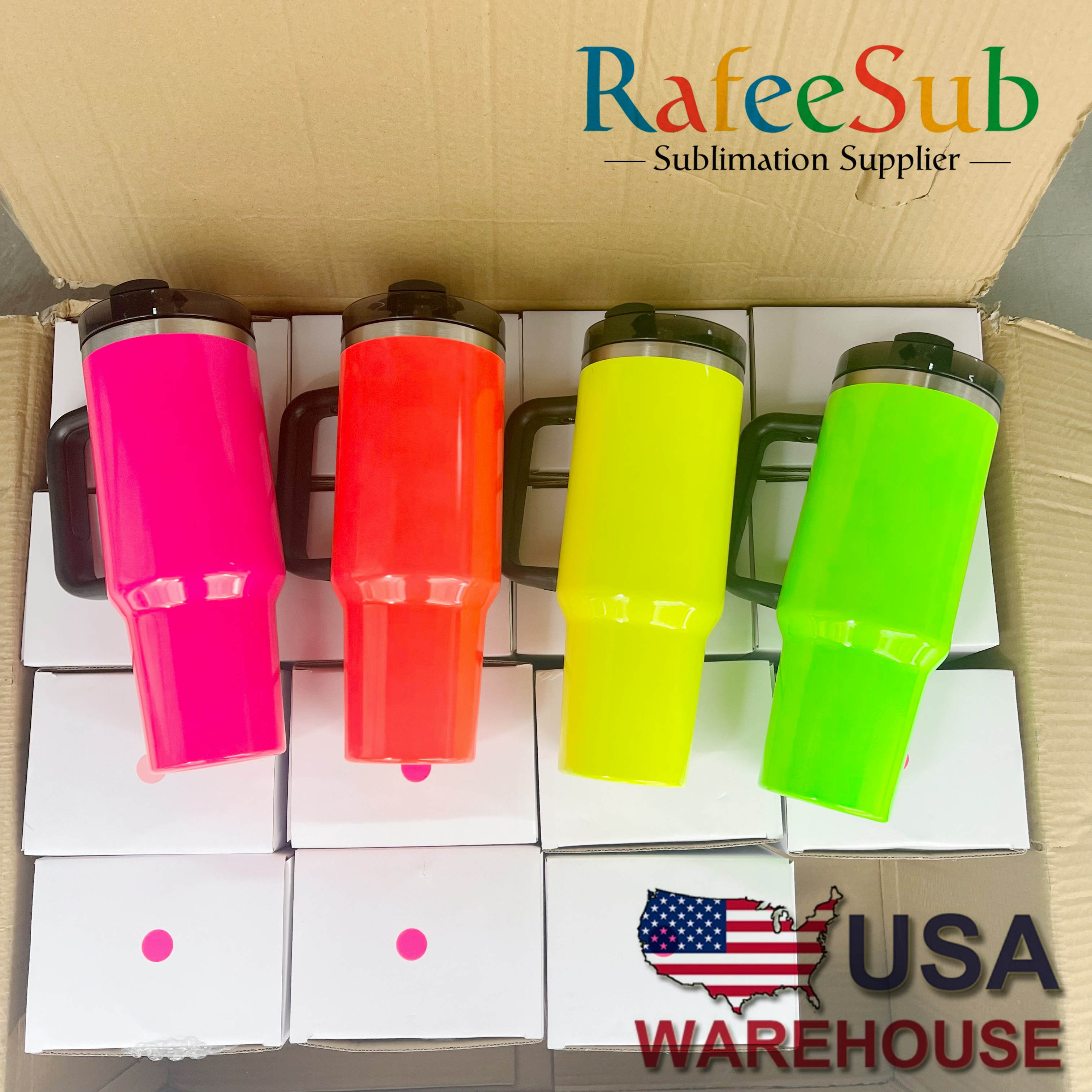 40oz H2.0 NEON colors blank sublimation silver underneath quencher tumbler