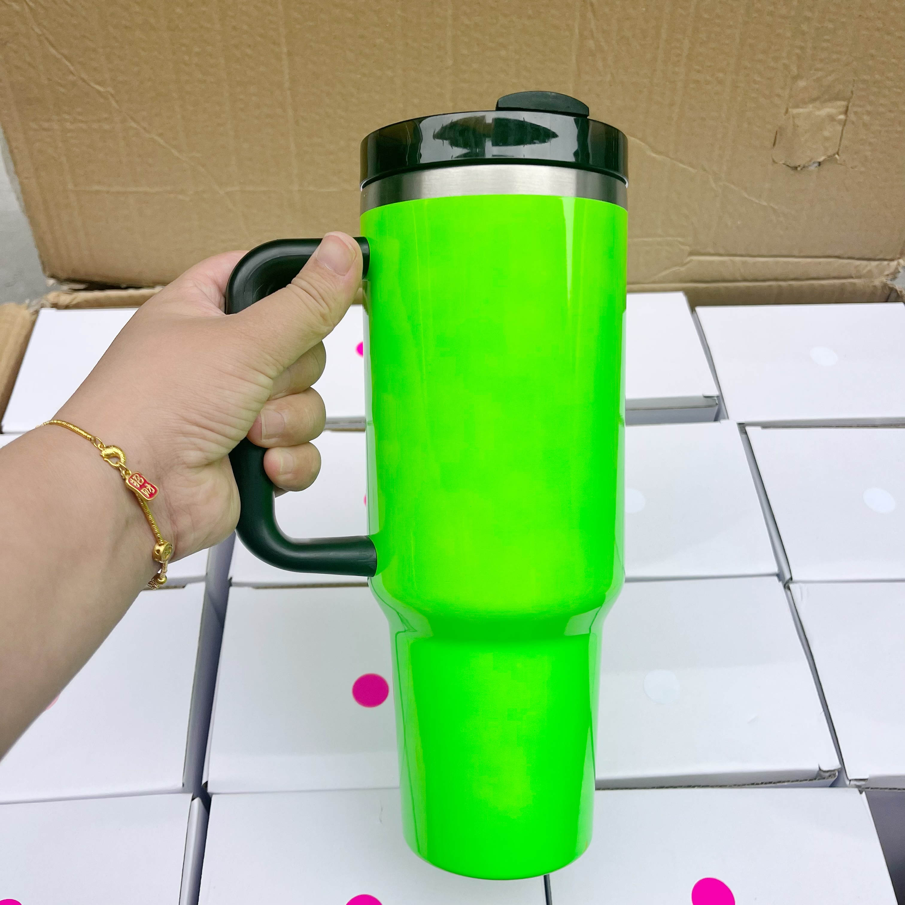 40oz H2.0 NEON colors blank sublimation silver underneath quencher tumbler