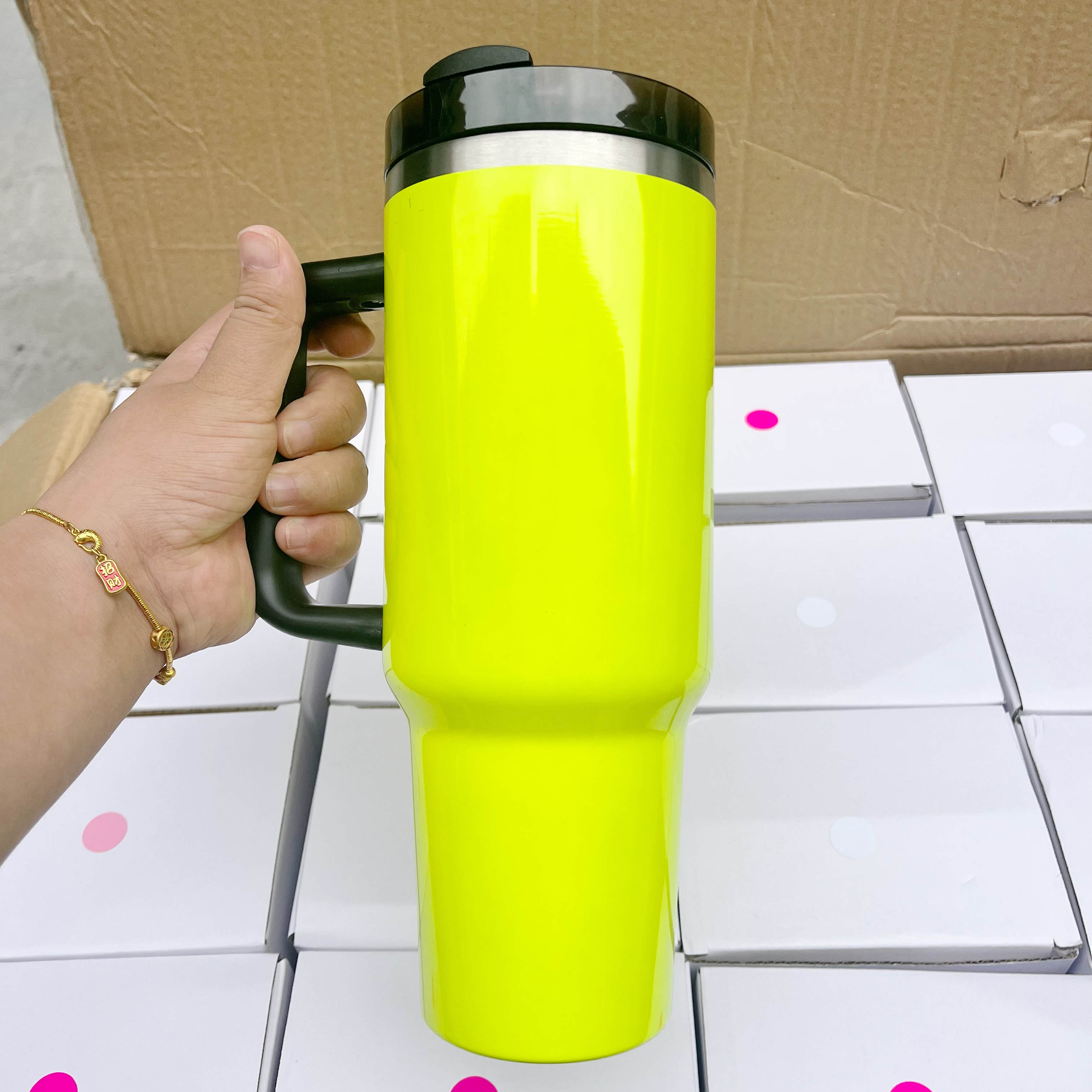40oz H2.0 NEON colors blank sublimation silver underneath quencher tumbler