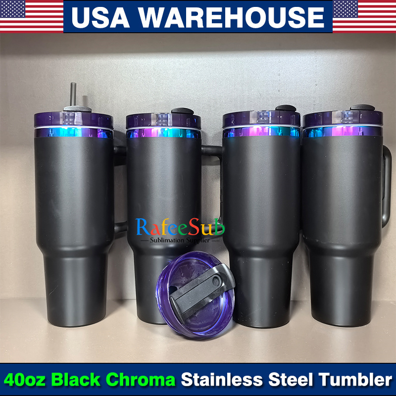 20PCS 40oz H2.0 Quencher Black Chroma Stainless Steel Tumbler with Handle