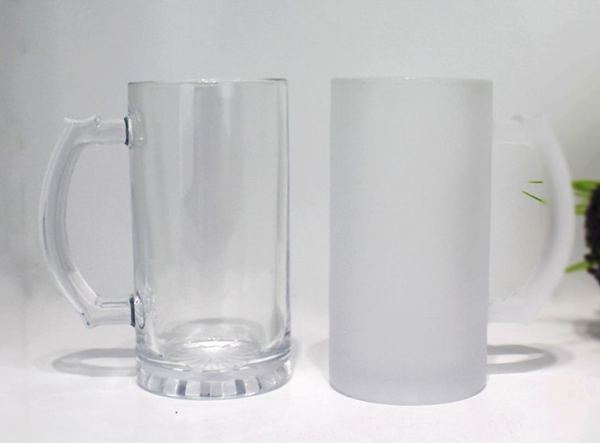 24PCS 16oz Frosted Sublimation Beer Glass Cup with Handle