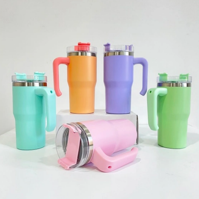 25pcs 20oz matte sublimation macaron student kids tumblers with handle