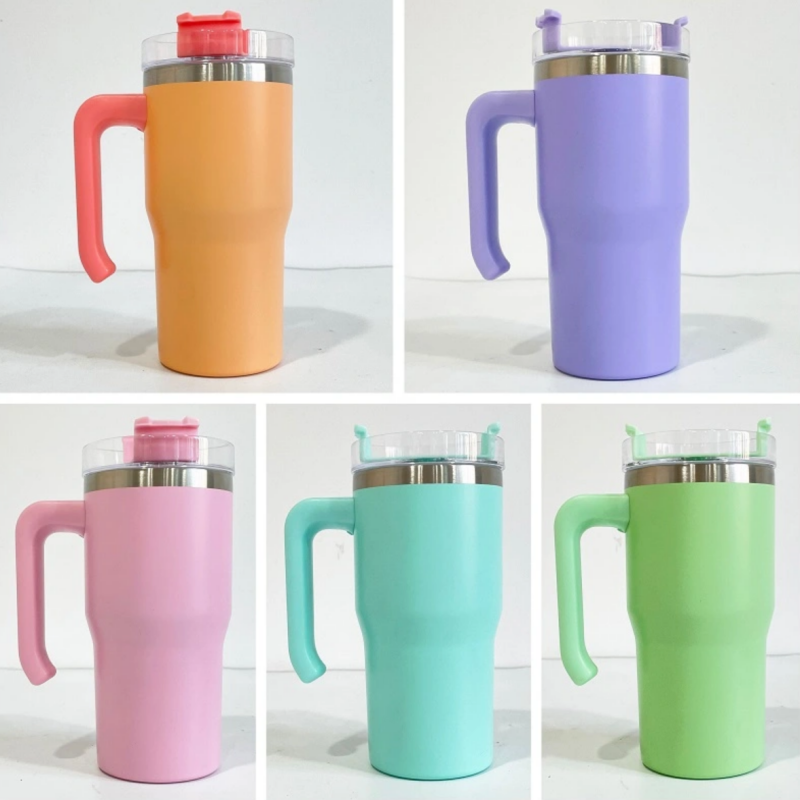 25pcs 20oz matte sublimation macaron student kids tumblers with handle