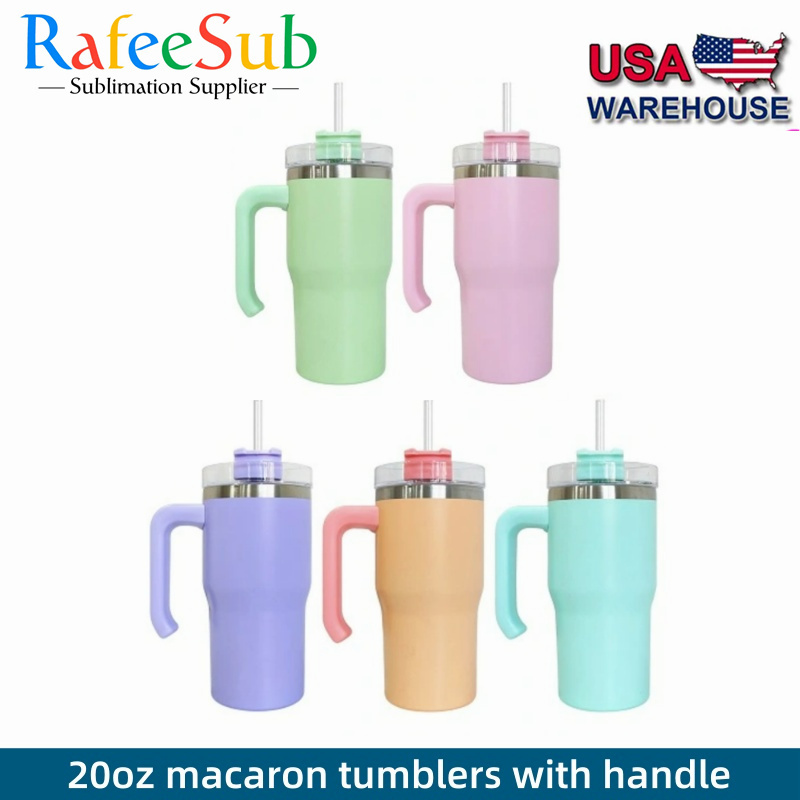 25pcs 20oz matte sublimation macaron student kids tumblers with handle