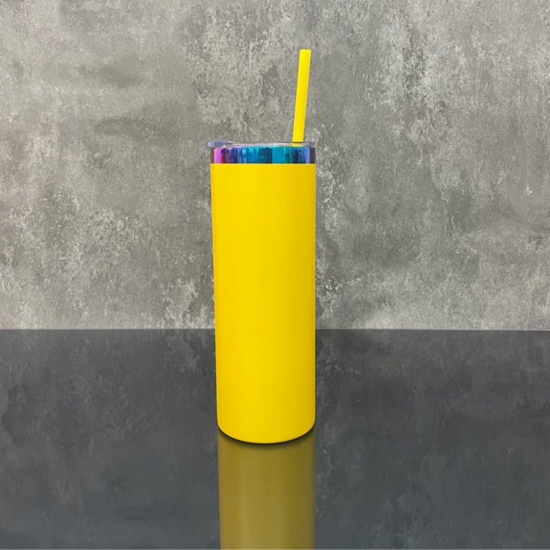 RAFEE 25PCS 20oz Rainbow Plated Base Powder Coated Stainless Steel Skinny Tumbler For Laser Engraving