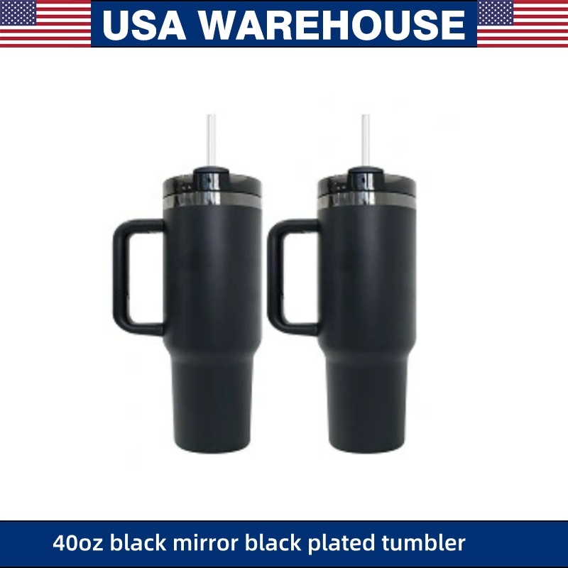 RAFEE 20pcs 40oz H2.0 Mirror Black Plated Laser Engraved Tumbler