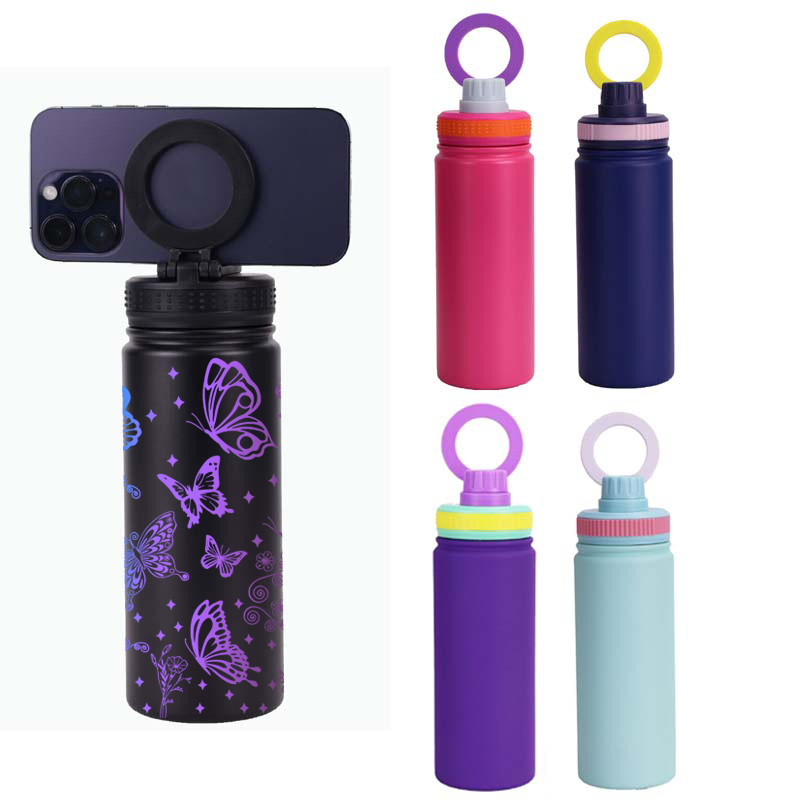 RAFEE 32oz rainbow underneath powder coated water bottles with magnetic lids