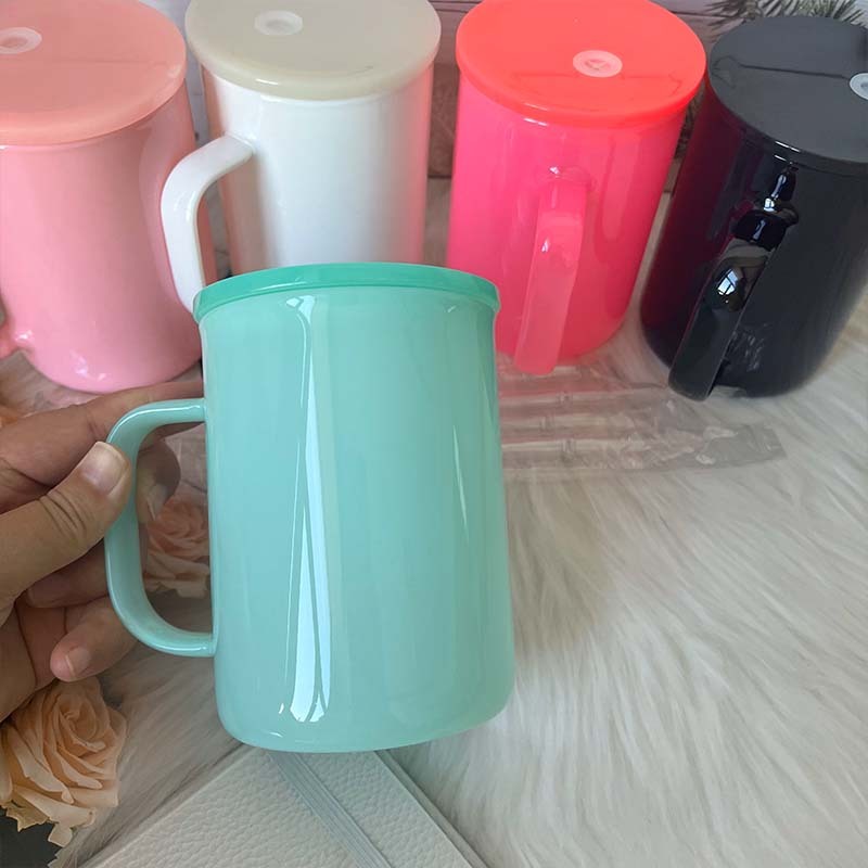 RAFEE 17oz Sublimation Color Mix Glass Can with Handle  | Plastic Straw |