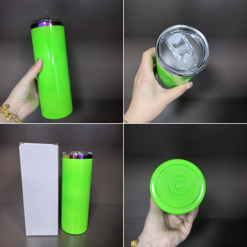 25pcs 20oz Neon Colored Rainbow Plated Sublimation and Laser Engraving Tumbler