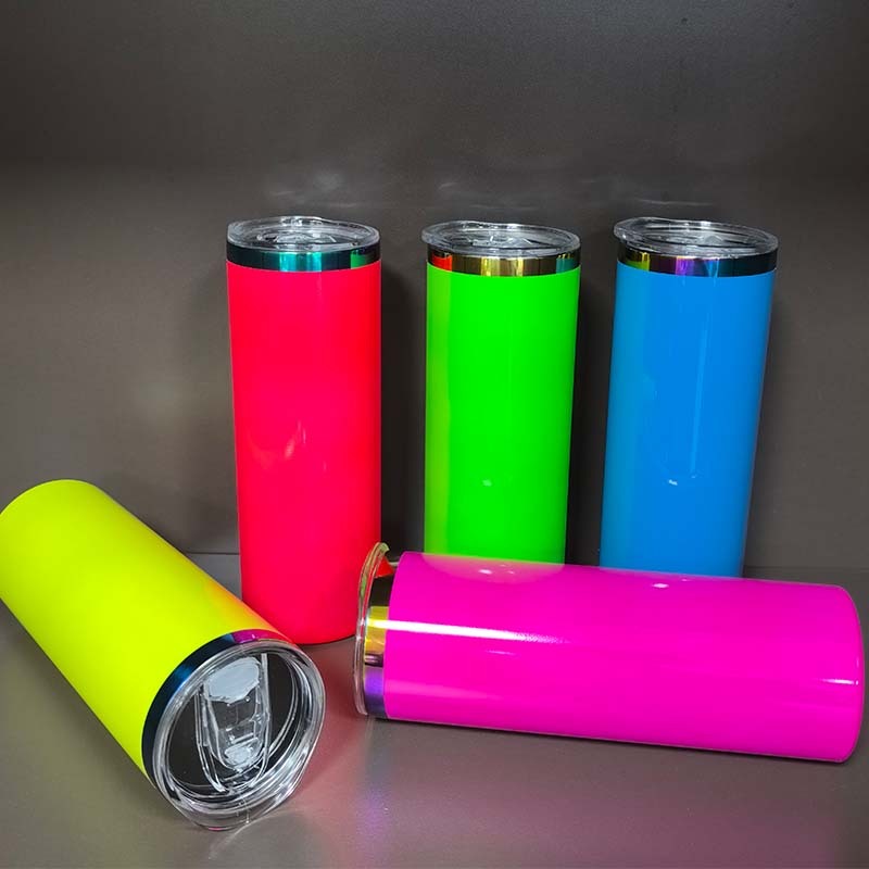 25pcs 20oz Neon Colored Rainbow Plated Sublimation and Laser Engraving Tumbler