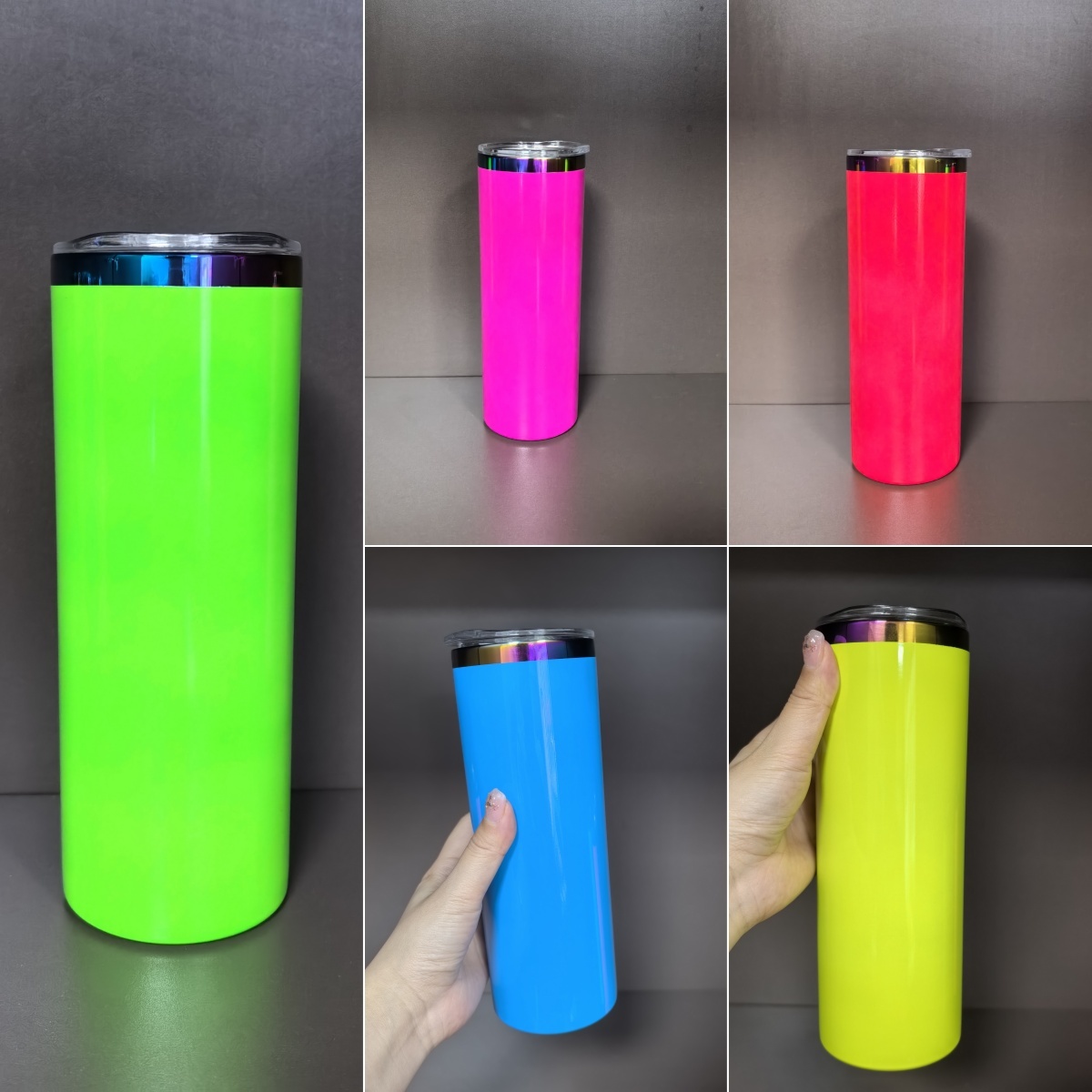 25pcs 20oz Neon Colored Rainbow Plated Sublimation and Laser Engraving Tumbler