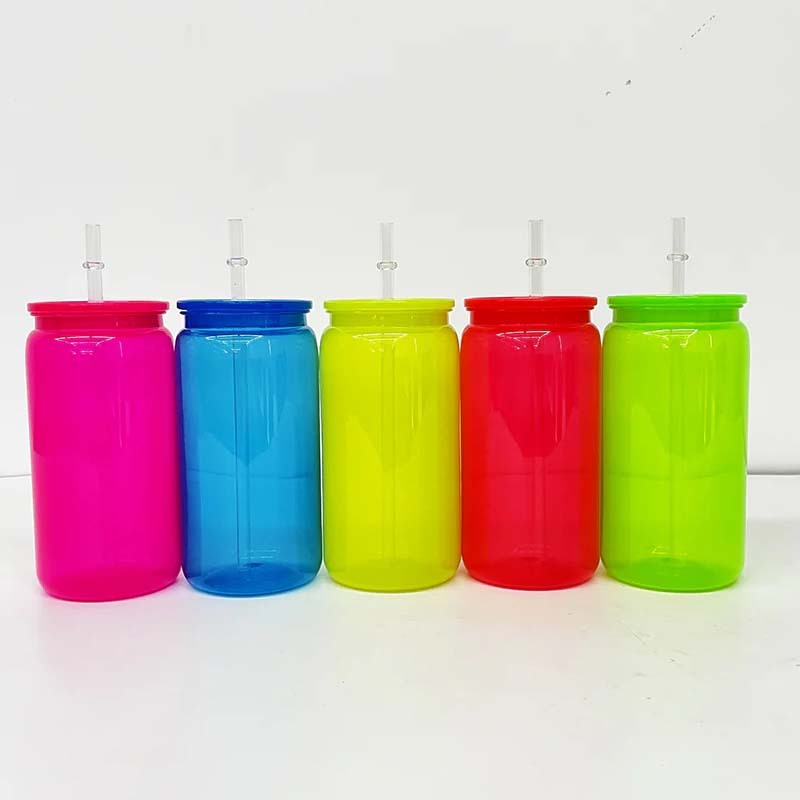 RAFEE 50pcs 16oz neon colors plastic cans for vinyl and uv dtf wraps
