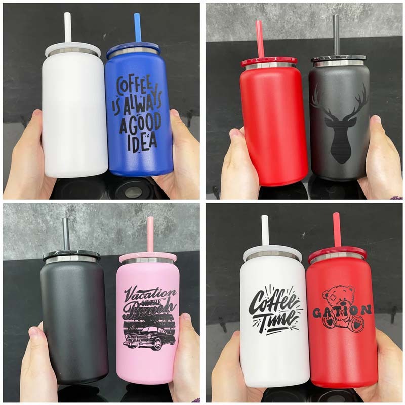 RAFEE 25pcs 16oz black plated metal cans stainless steel can tumblers for laser engrvaing