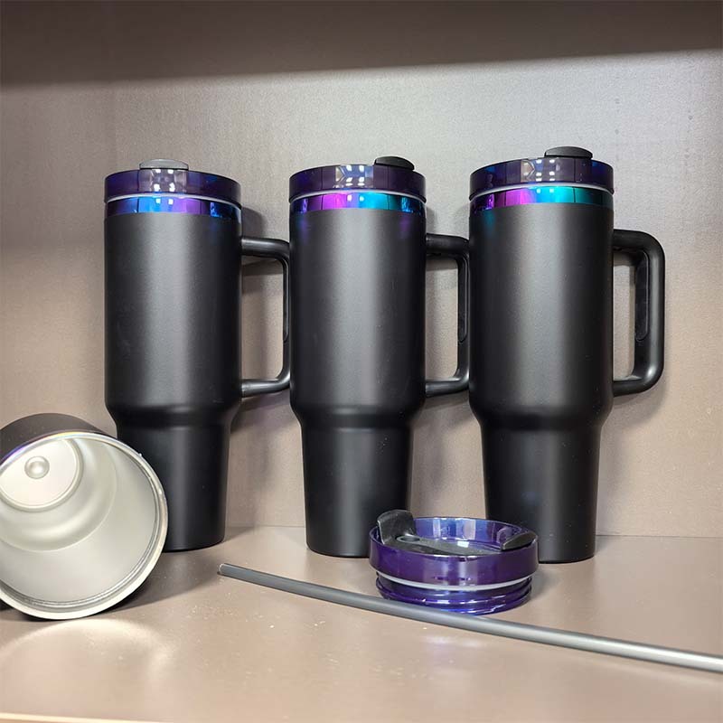 20PCS 40oz H2.0 Quencher Black Chroma Stainless Steel Tumbler with Handle