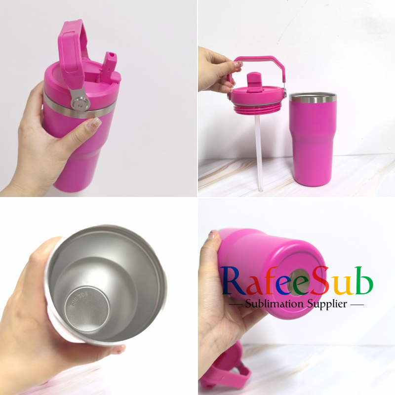 25pcs 20oz Blank Sublimation Stainless Steel Tumbler with Handle and Flip Straw Lid